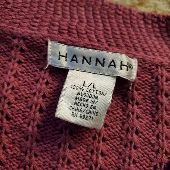 HANNAH Y2K Babydoll Tie Waist Crochet Knit Mauve Cardigan L - Picture 6 of 10